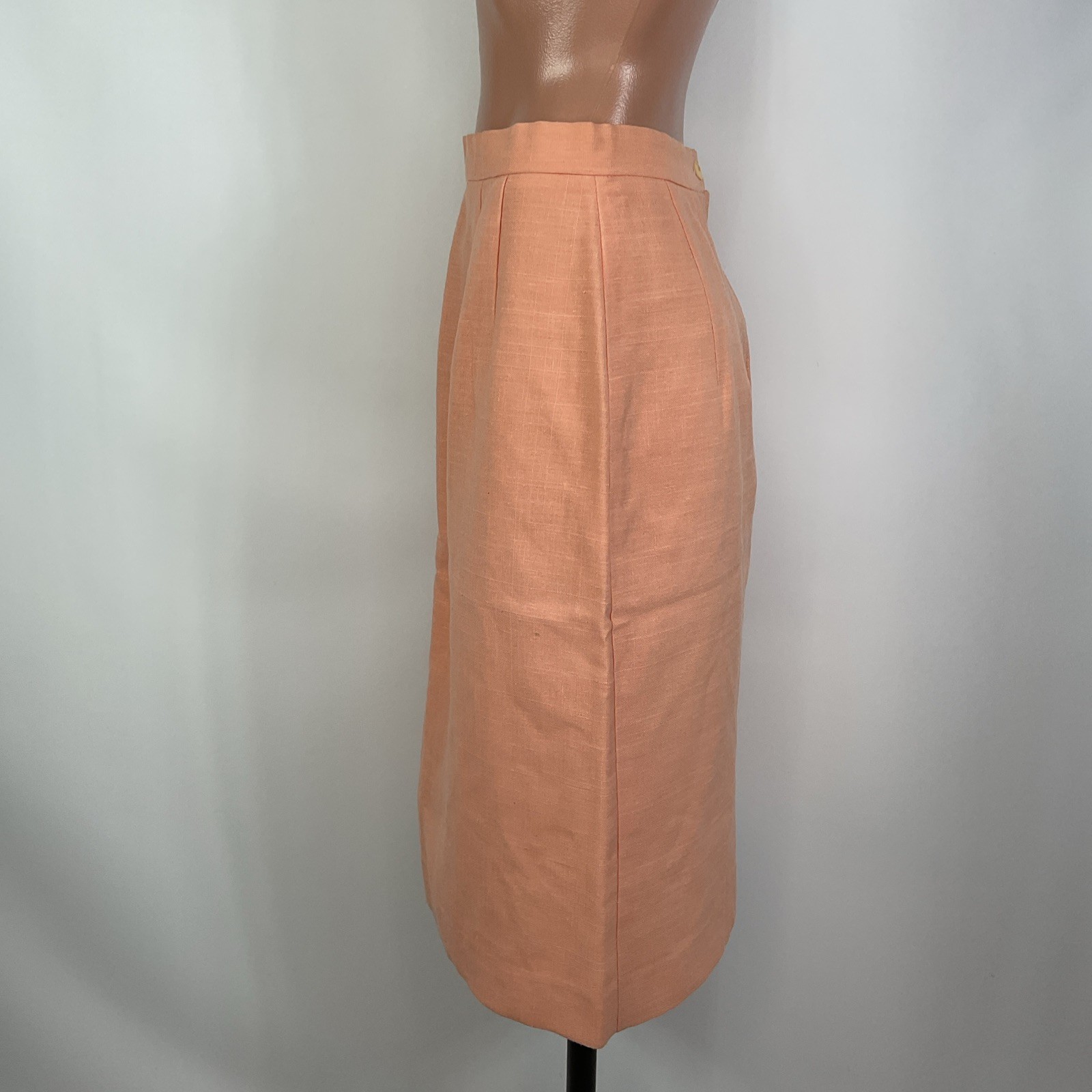 Vintage 1980’s ANN TOBIAS Coral Orange Suit 4 Short Sleeve Longline Metallic