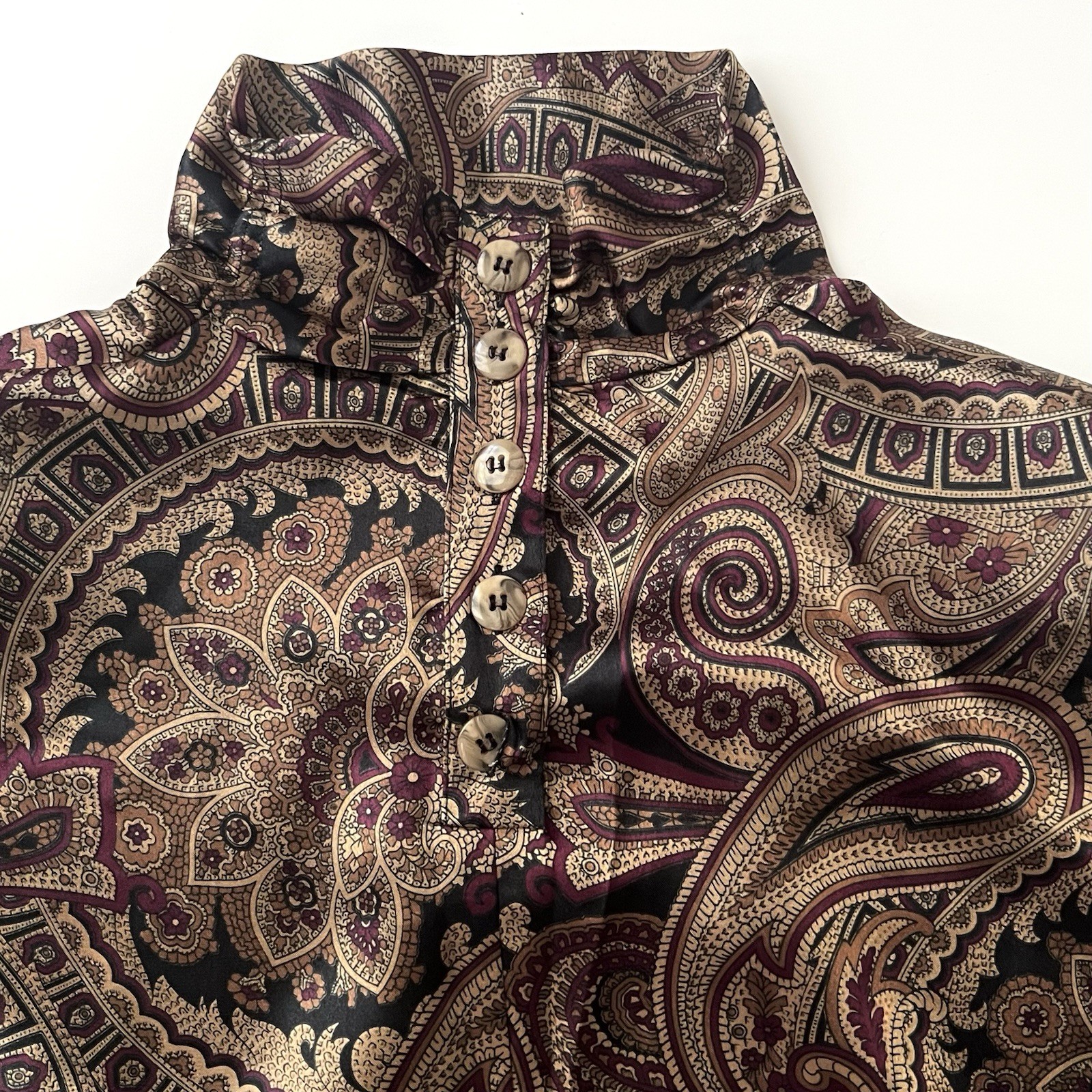 Vintage Haberdashery is Personal Top Size 10 Paisley Blouse Shoulder Pads EUC
