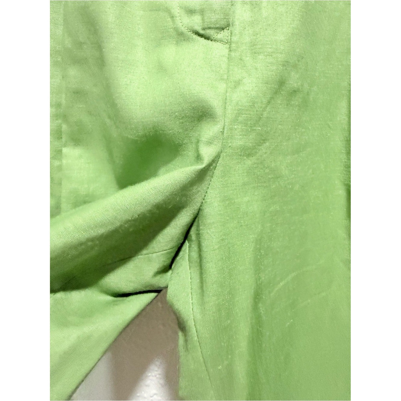 SET of two Vintage 100% RAMIE Embroidered Green high waist Trousers and blouse 8
