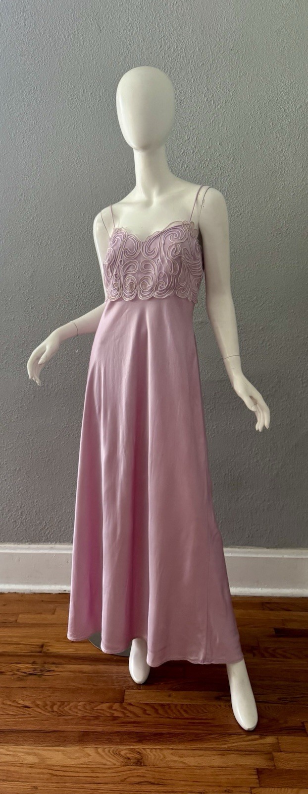 Vintage 90s De Laru Satin Slip Long Maxi Formal Prom Dress L