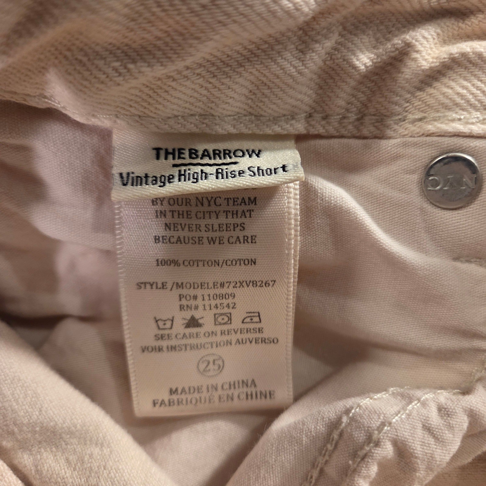 Blank NYC The Barrow Vintage High Rise Short Raw Hem, Women’s Size 25, Light Tan