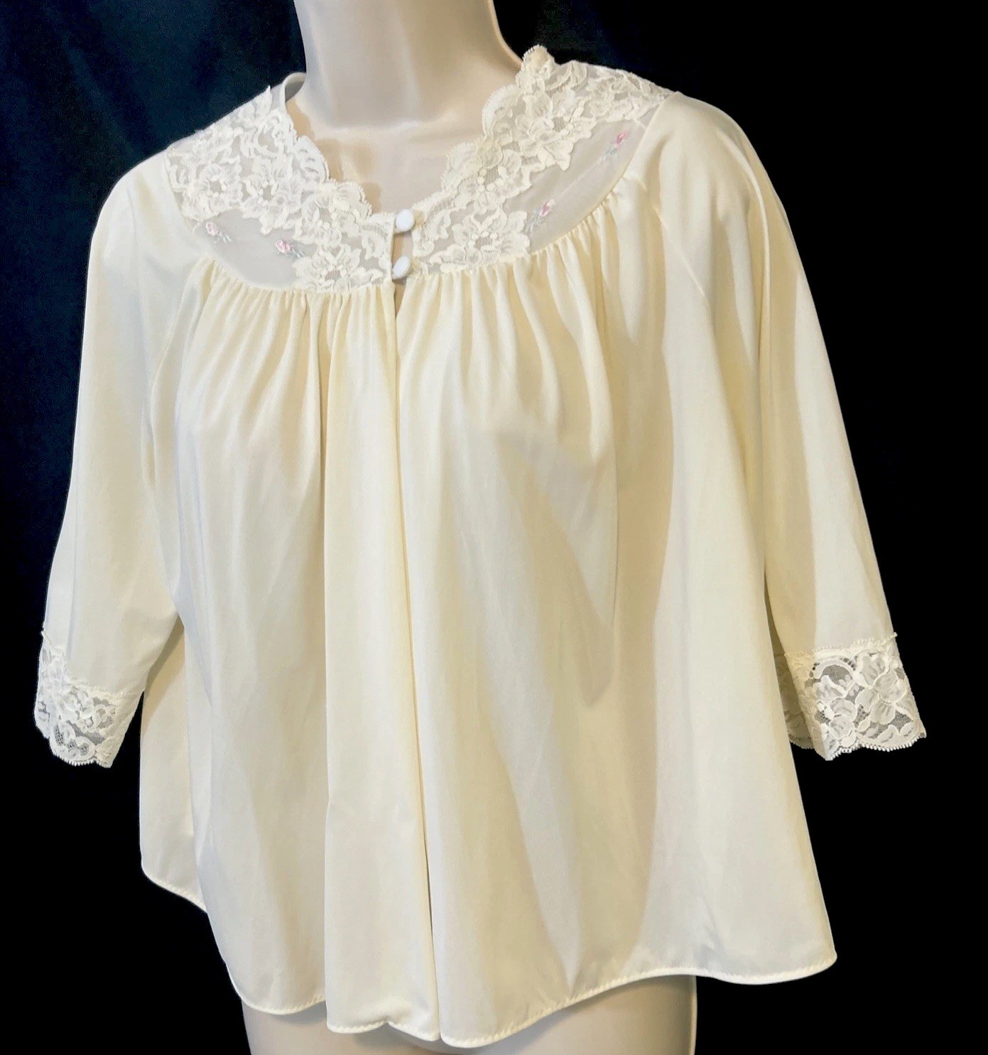 Vintage Shadow Line Caplet Robe Sz Small White Short, Classy Lingerie, ￼Lace￼