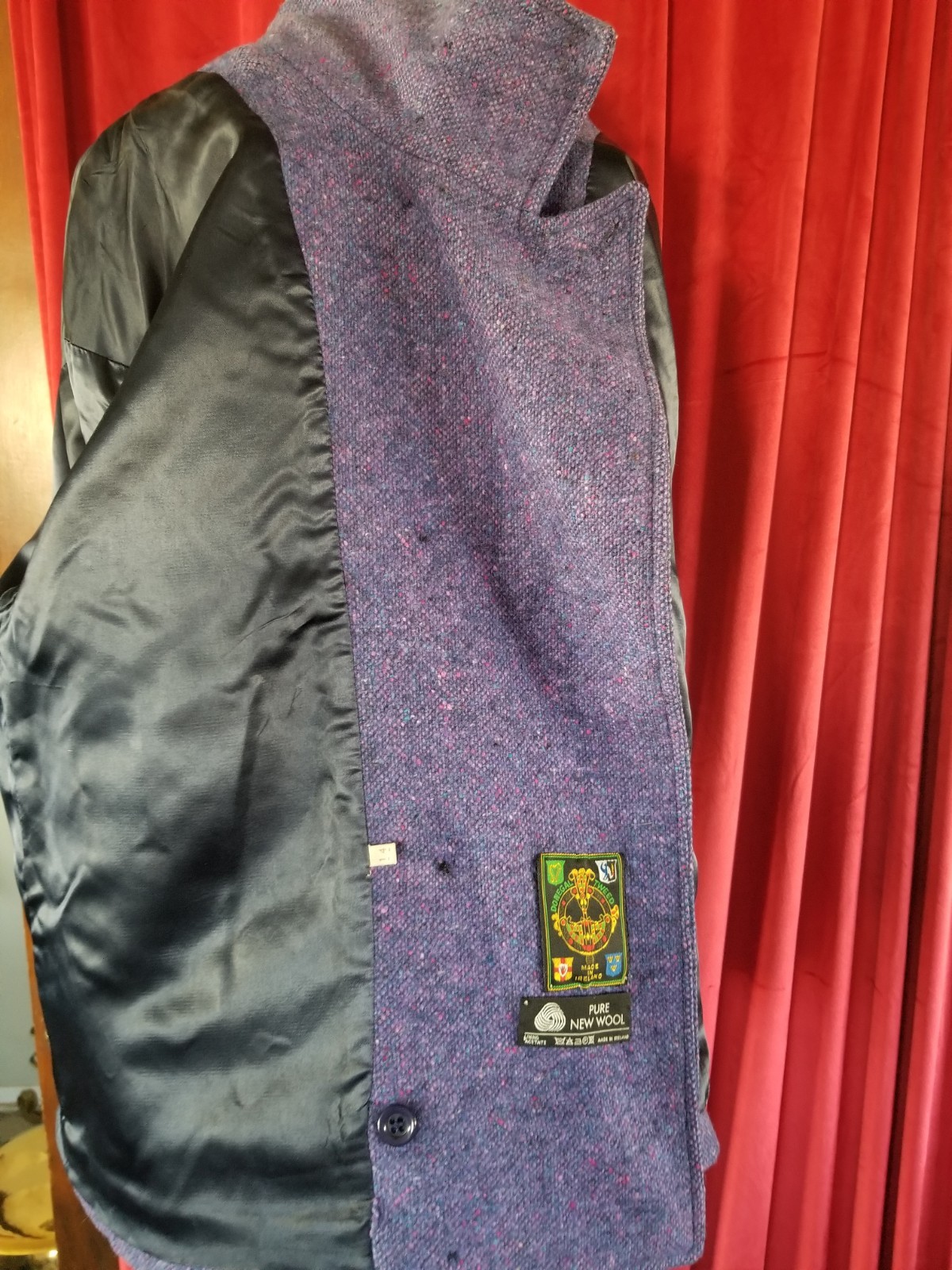 1960’s HOURIHAN Donegal Tweed Pure Wool Womens Vintage Coat Purple Ireland 14