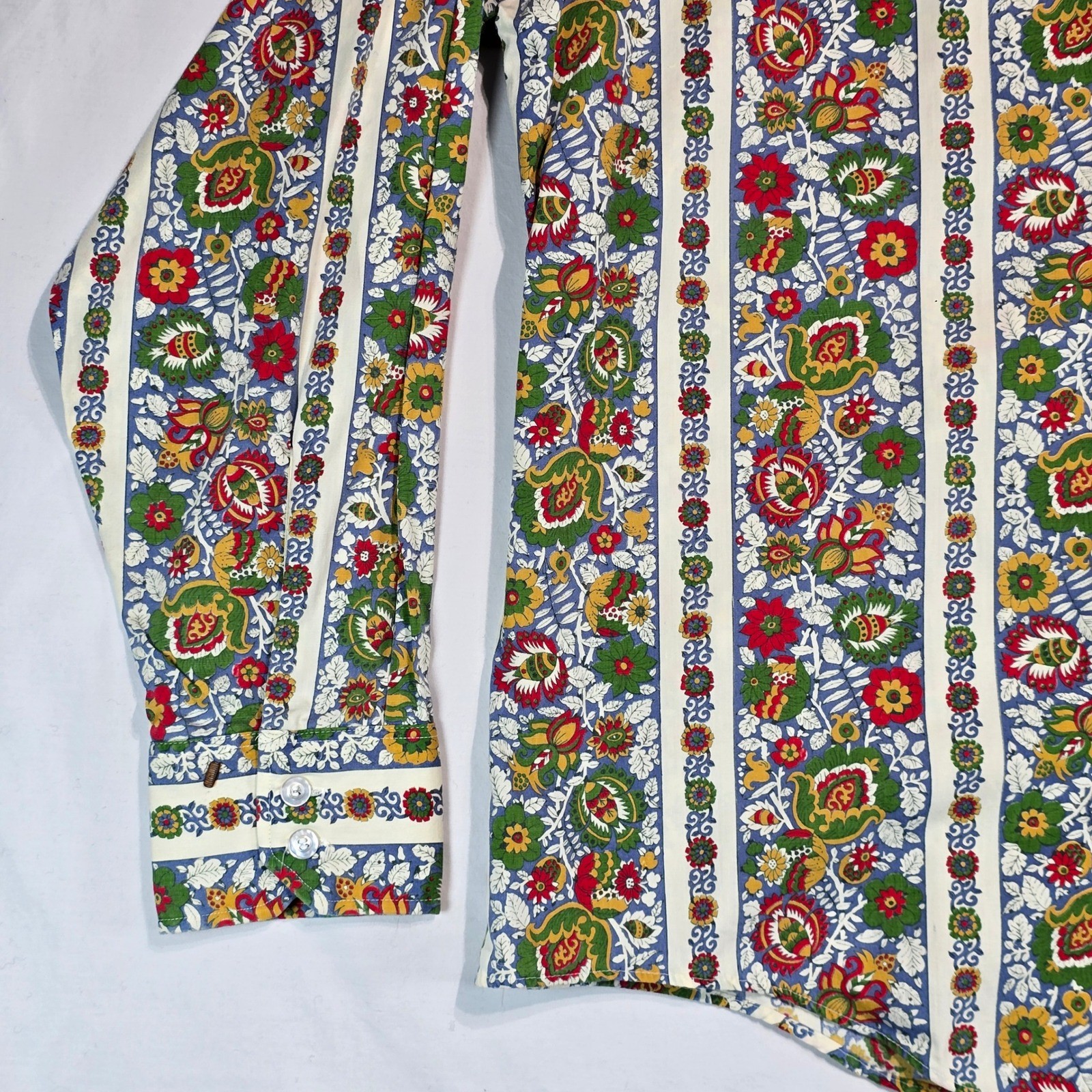 Vintage Habersham Floral Paisley Stripe Button Down Shirt 70s Psychedelic Blouse