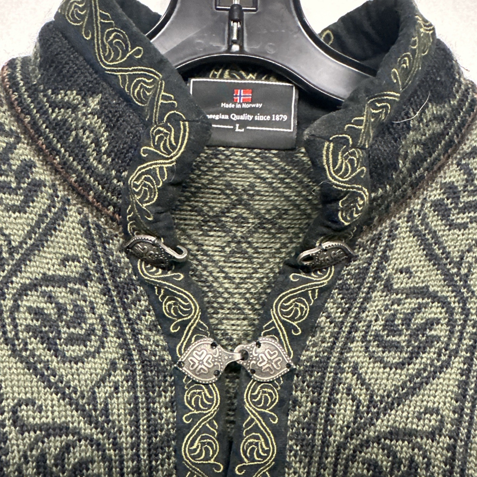 Women’s Dale Of Norway 100% Wool Pullover Sweater Ladies Large L Olive/Black