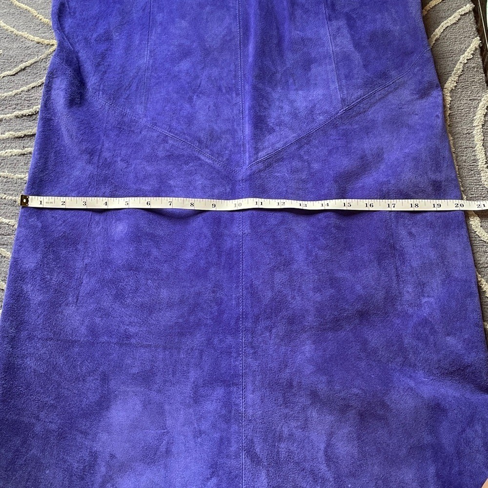 Vintage SUEDE Lauren Alexandra Royal Blue Short-Sleeve Purple Dress Size 14