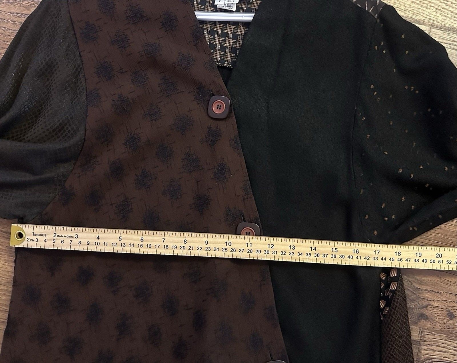 Vintage Donna Jessica Art To Wear Medium Patchwork Silk Blend Blouse Jacket