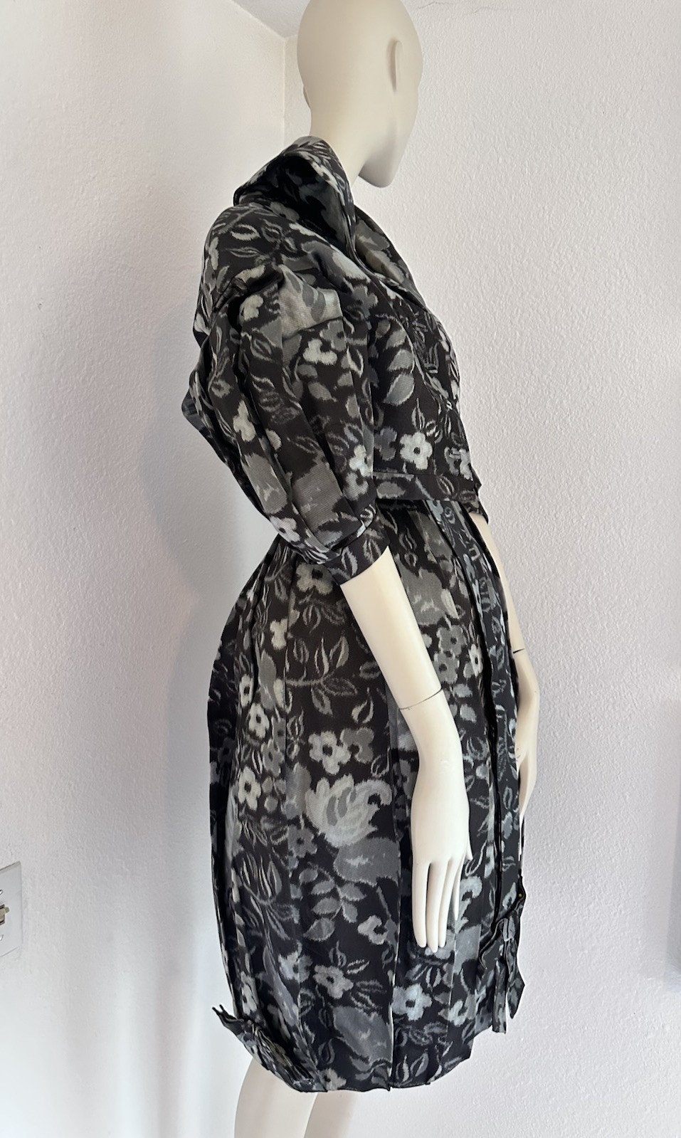 Vintage PIERRE BALMAIN SILK FAILLE BUBBLE HEM w/BOWS!! COCKTAIL DRESS JACKET SET
