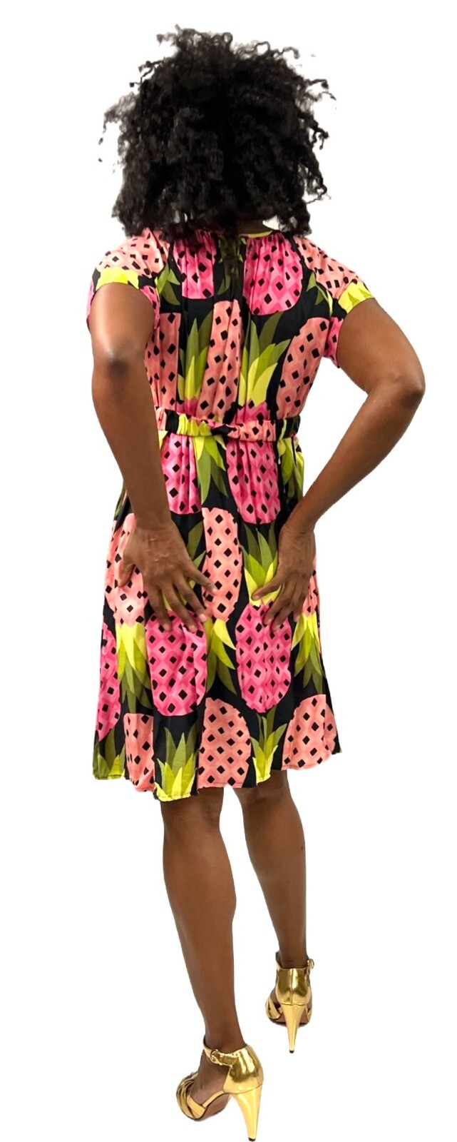 VTG Marimekko Samu Jussi Koski Pineapple Print Cotton Dress Mod Shift S M 2000s