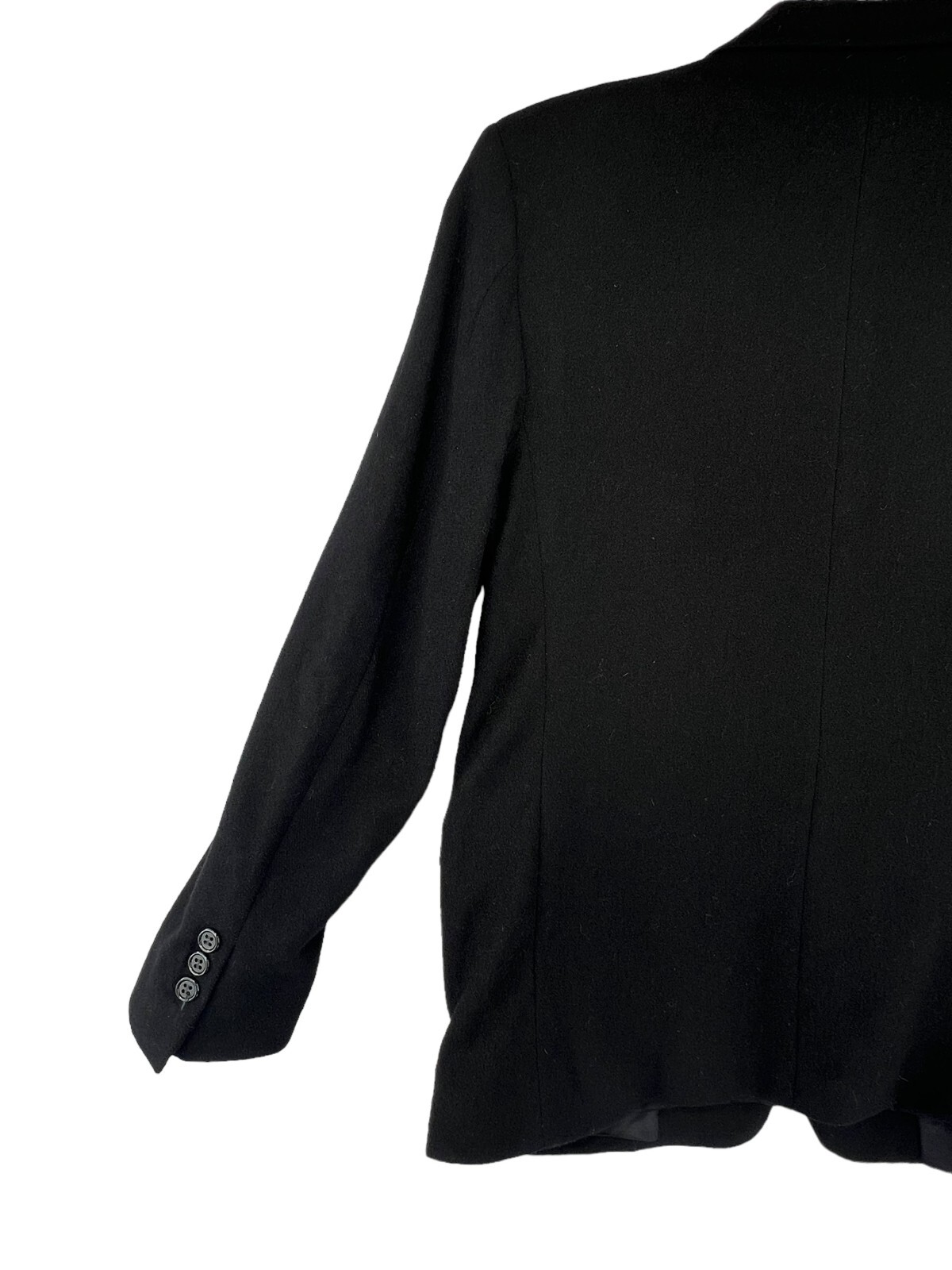 VTG Bretton Place Women Size Blazer Black 3 Pocket Notched Lapel Wool