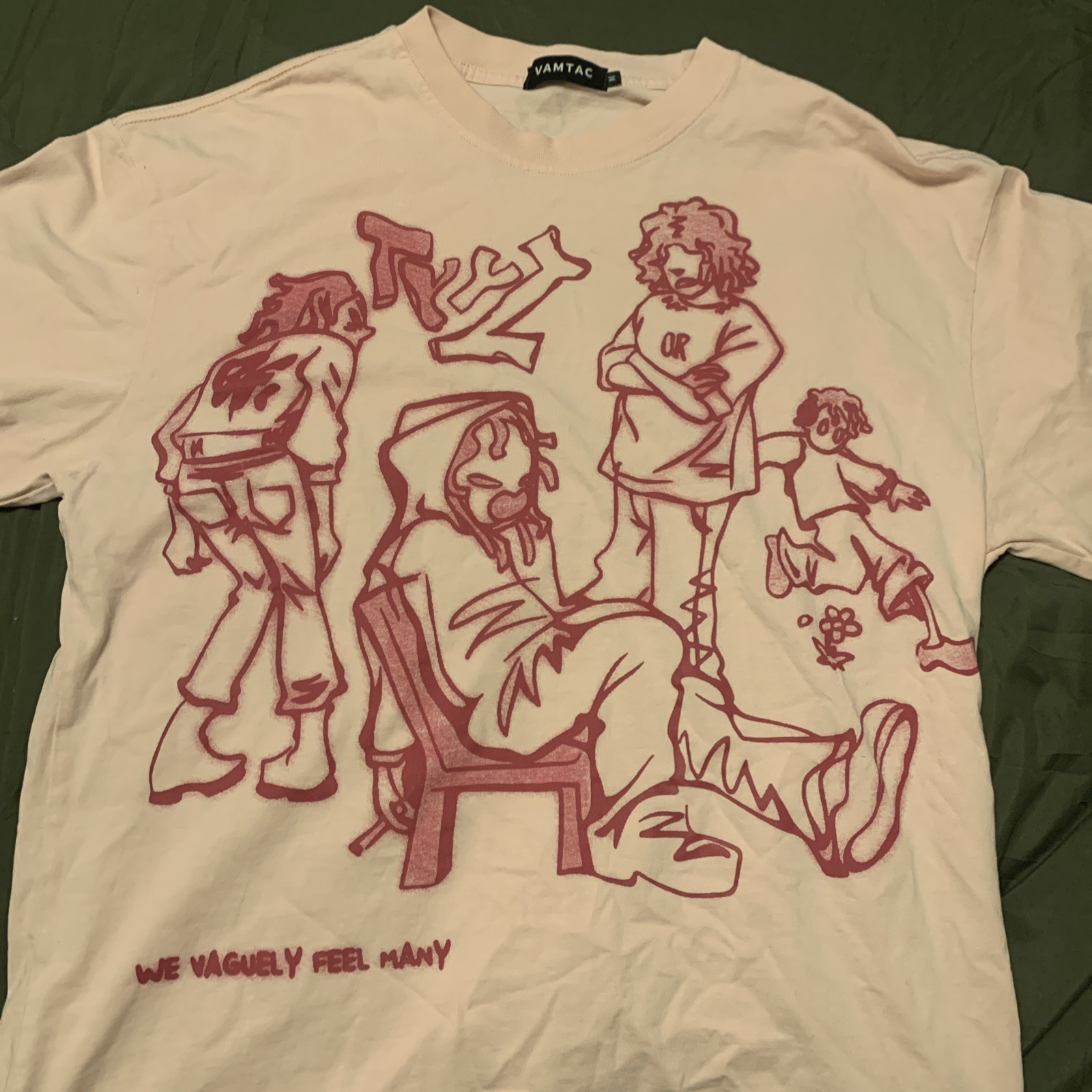 Vintage Size Medium Vamtac Shirt Hot Pink On Pink “We Vaguely Feel Many”