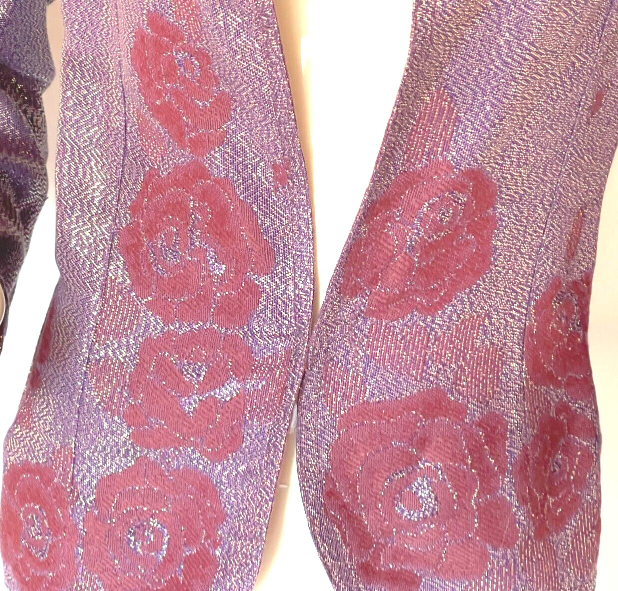 Vintage Krizia Purple Silver Metallic Lurex Evening Jacket W/ Floral Design SZ 6