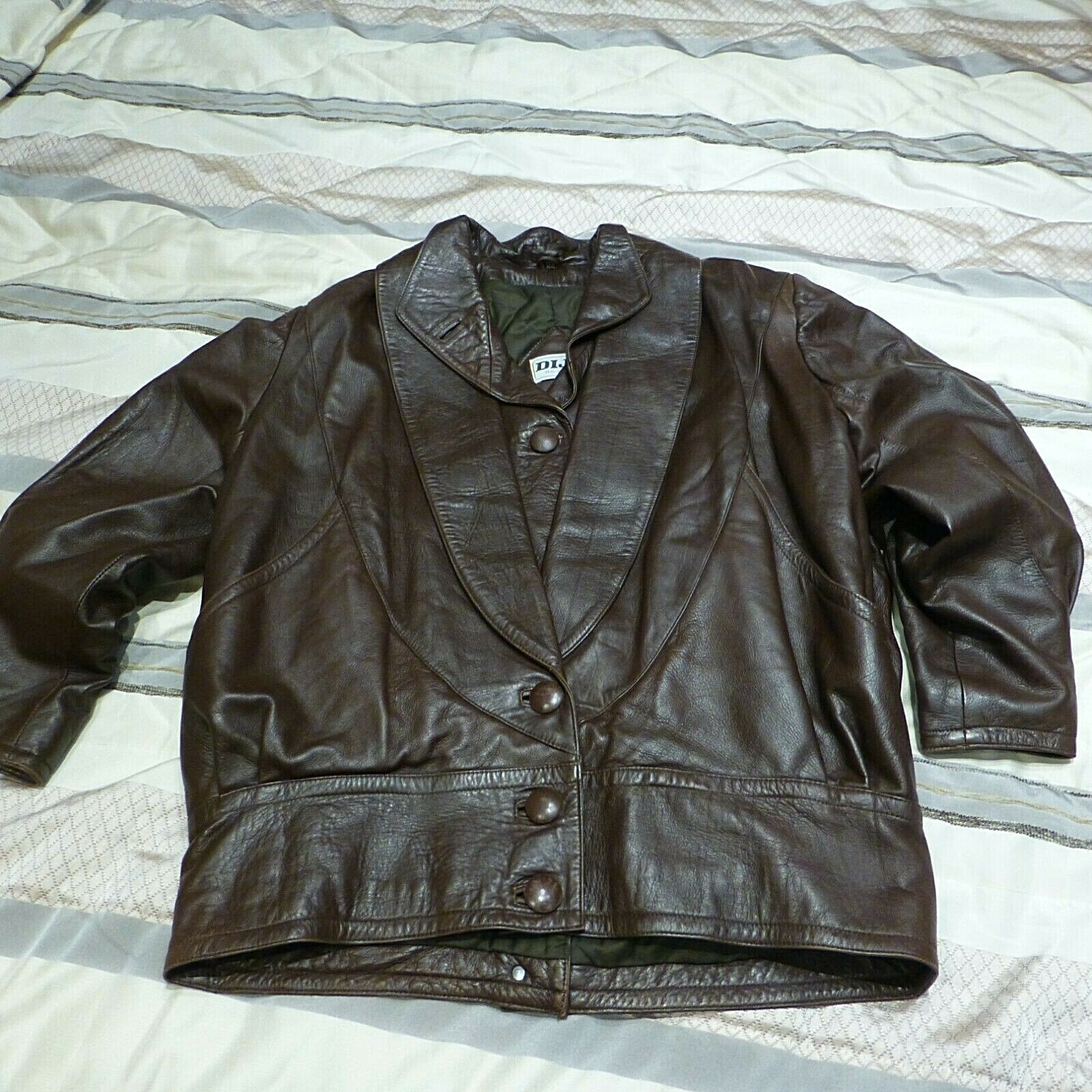 1980 DIJA vintage Dark Chocolate Women’s Genuine Leather jacket UK16, US12, EU44