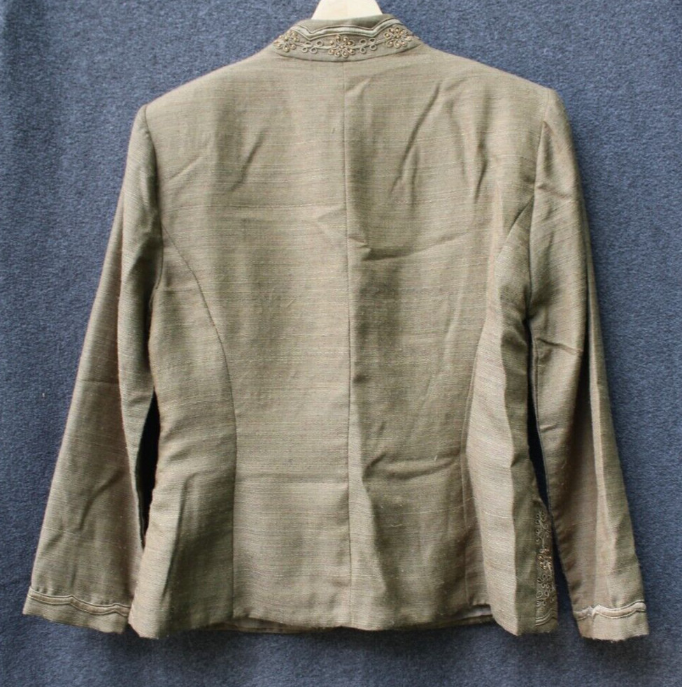 Sarah Elizabeth Olive Vintage Jacket Blazer Embroidery Size 10 Indian Style