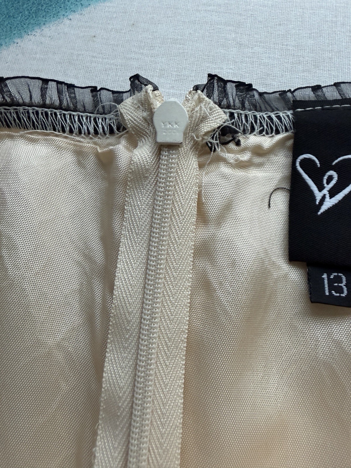 Vintage 2003 Charlotte Russe Cream Strapless Midi Dress Black Bow Junior 13 Y2K