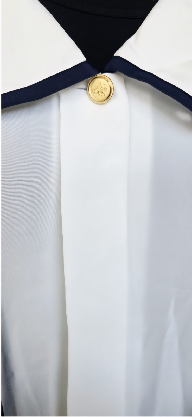 1980s CHAUS SPORT White Blouse With Sailor Collar & Navy Blue Trim & Tie Sz 14