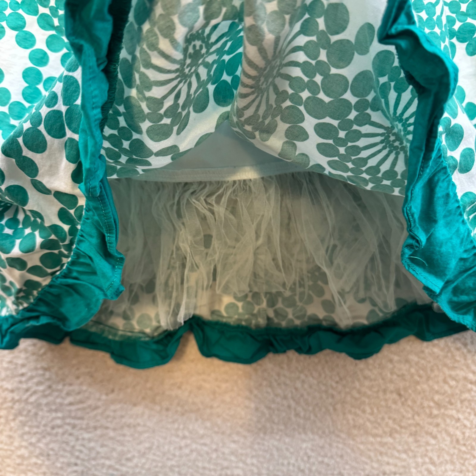 Y2K Vintage Strapless Mini Dress 0 XS Turquoise Blue Polka Dot Tulle A-Line