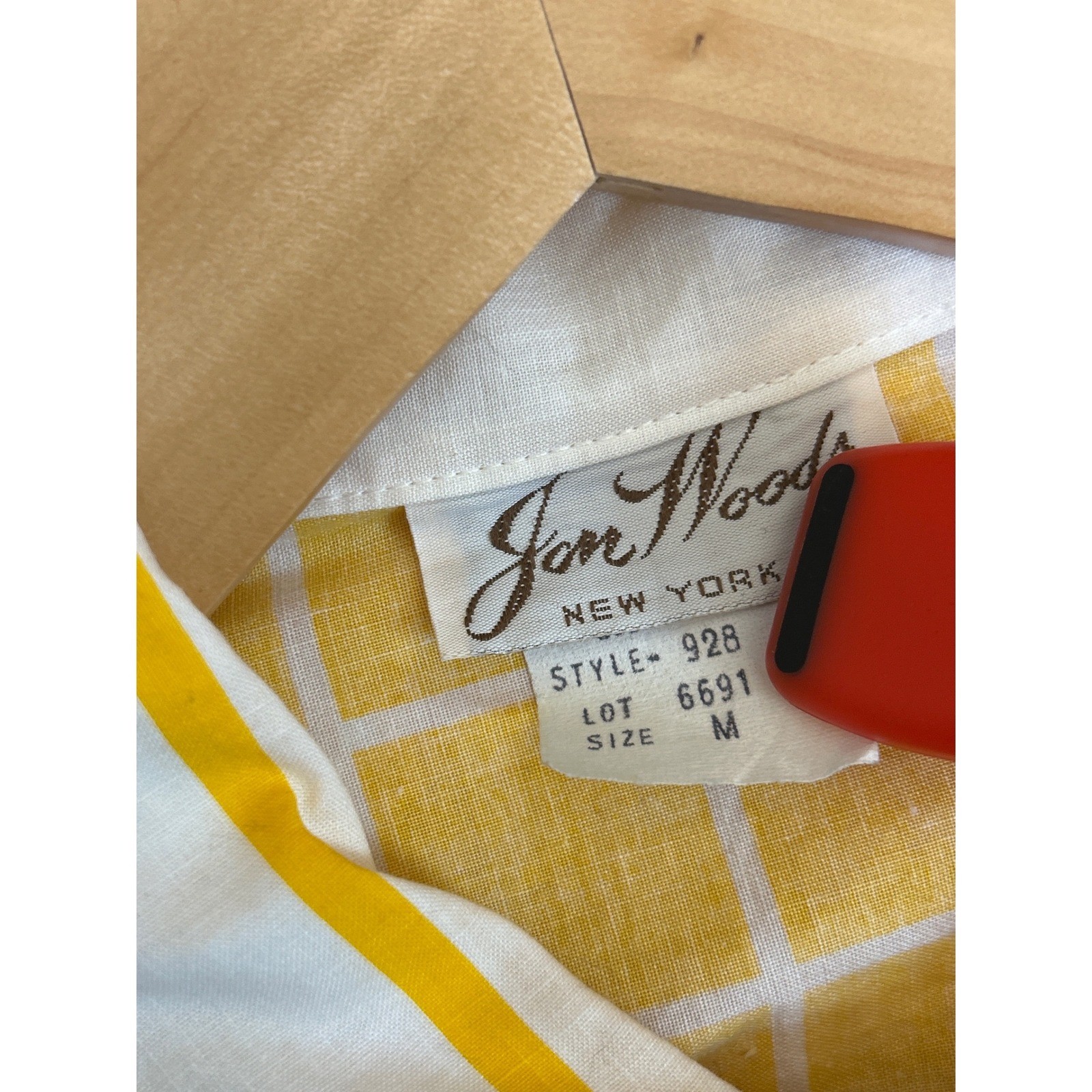 80s Jon Woods New York Blouse Yellow Grid Stripe Retro Preppy