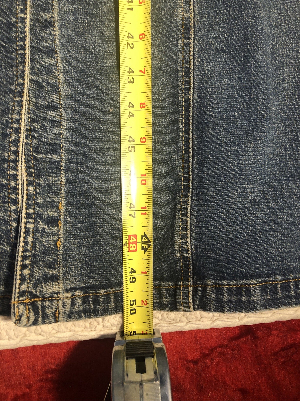 Vtg Bisou Bisou Y2K Maxi denim Jacket Coat dress duster sz Med 90s grunge