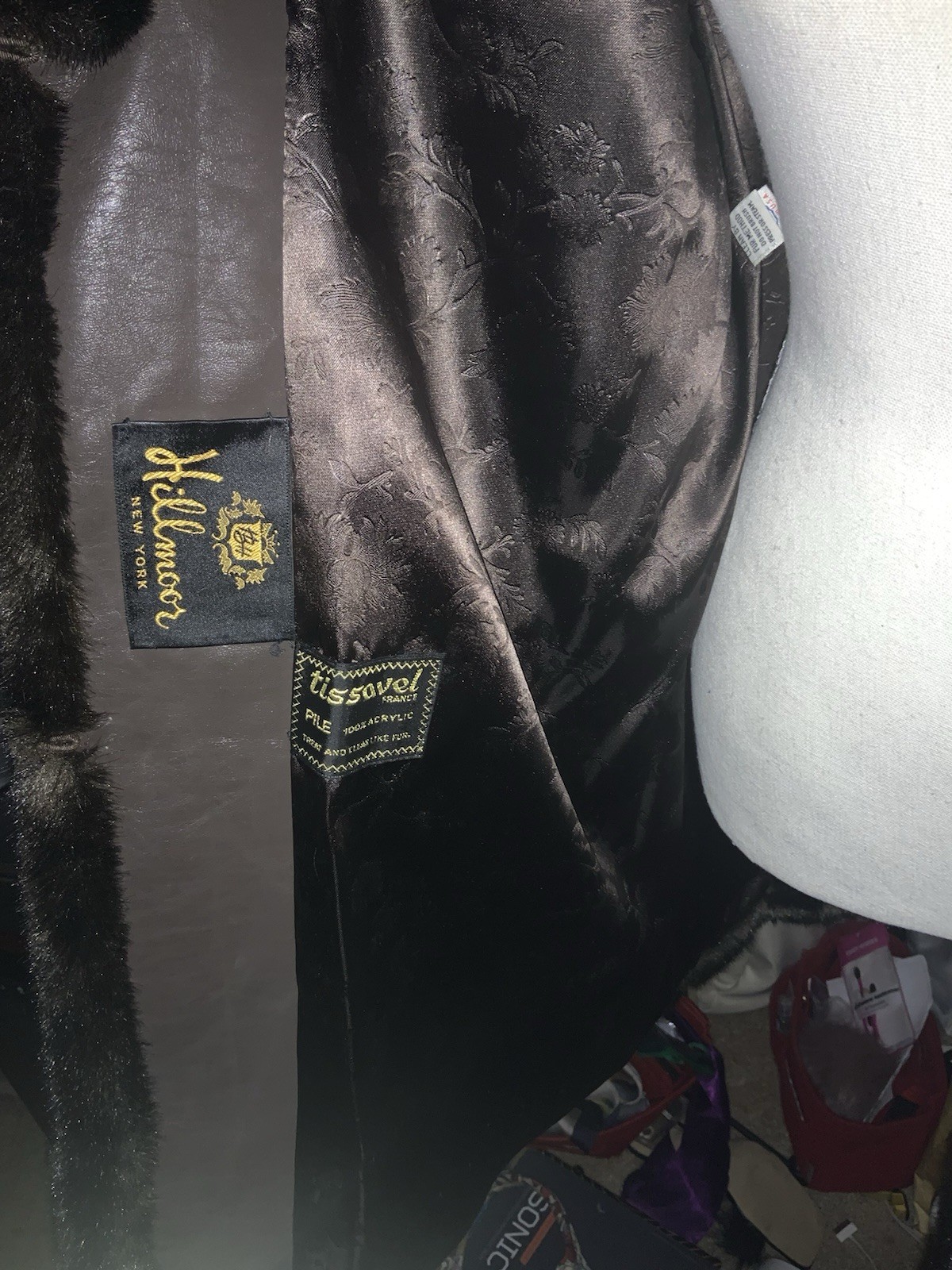 Vintage 80s Hillmoor of NY Tissavel France Pile 100% Faux Fur Sz L/XL Coat EUC
