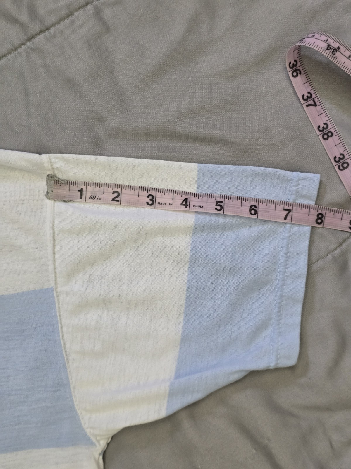 Vintage Energie Blue White Striped Polo Top High Low Hem Size L 80s Preppy