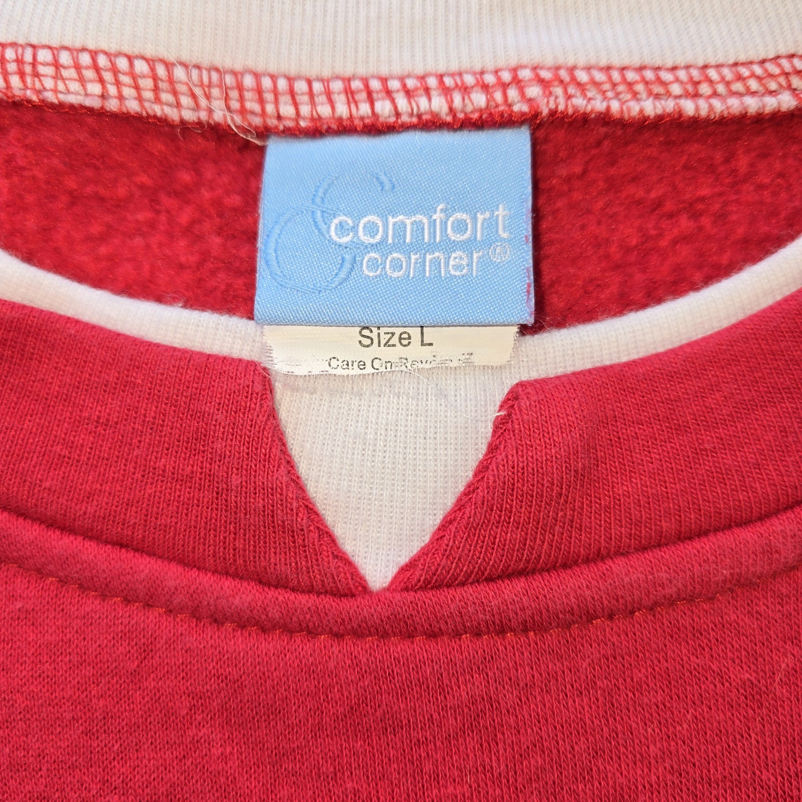 Vintage 90s Comfort Corner Double Collar Sweatshirt Embroidered Heart Red Large