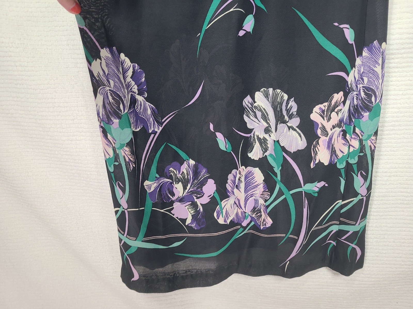 1970s Black Iris Dress Strappy Back Disco Rayon Crepe Malibu Media Vintage Rare