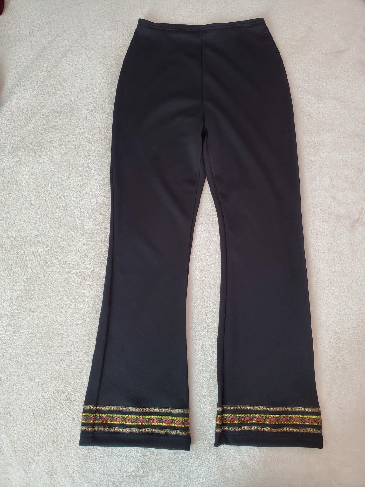 Derek Heart Vintage Y2K 00s Women’s Metallic Embroidered Black Flare Pants SizeL