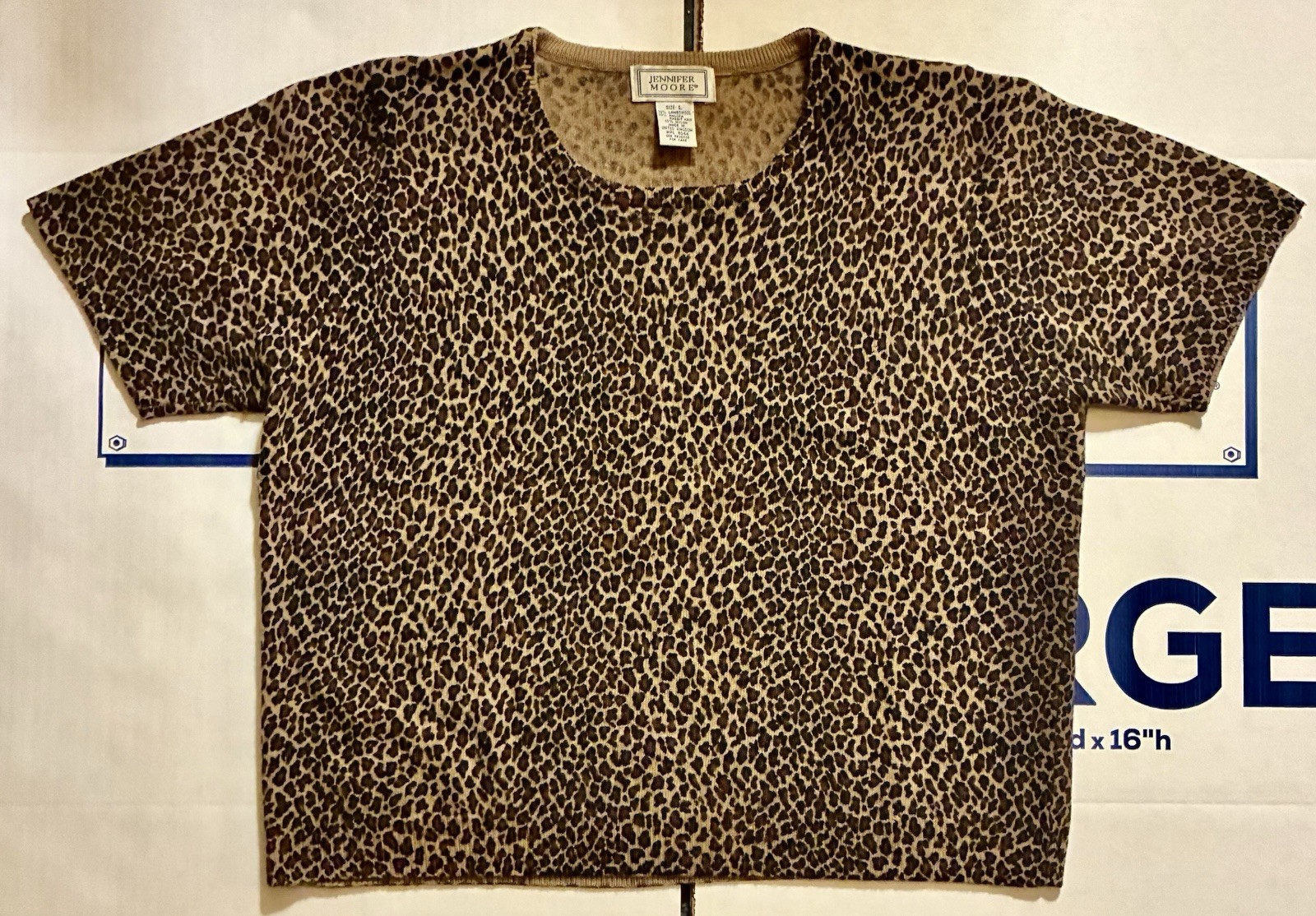 JENNIFER MOORE VINTAGE 1980S LEOPARD PRINT LONG SLEEVED WOMENS BLOUSE