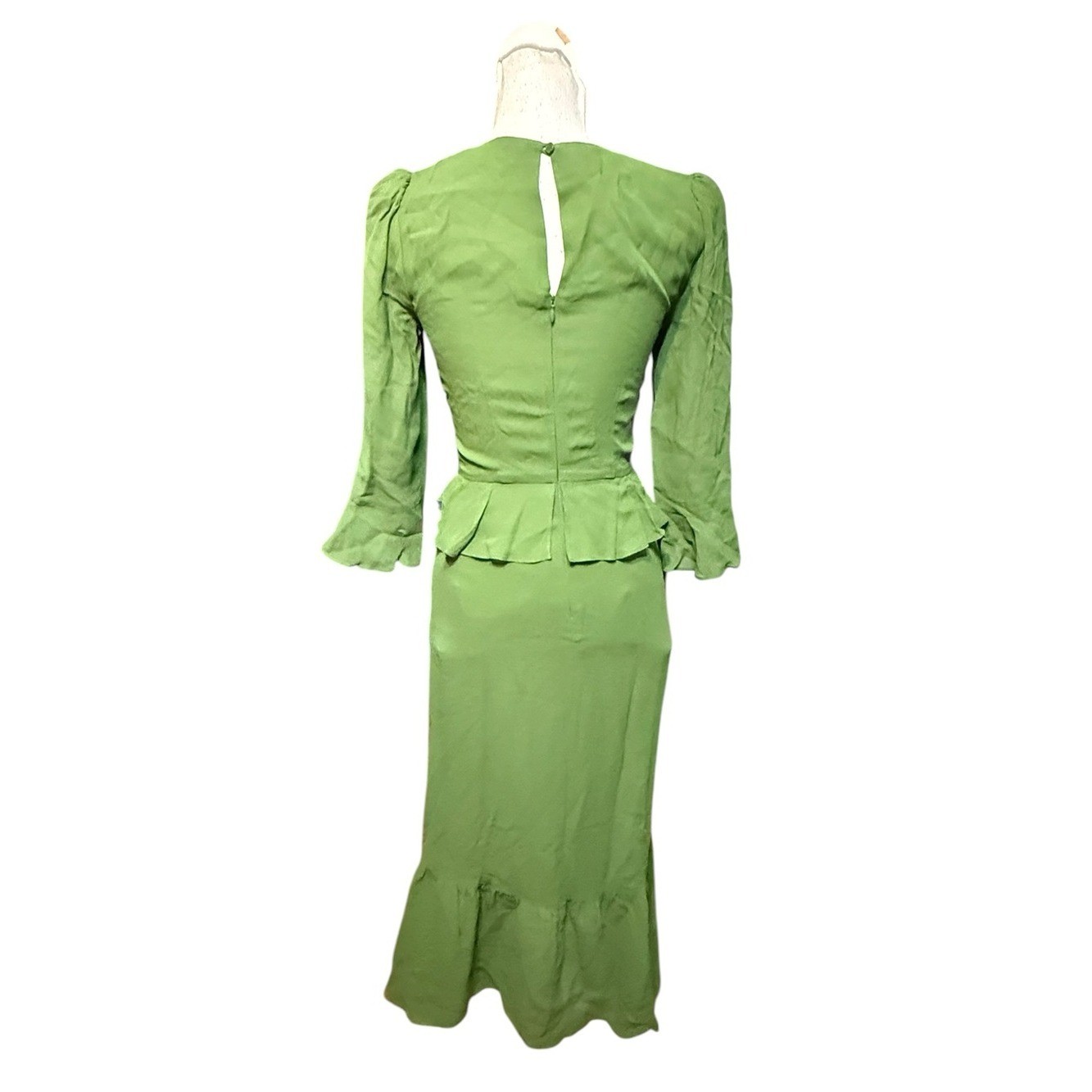 Reformation Delvina dress, NWT, Size 2 green peplum