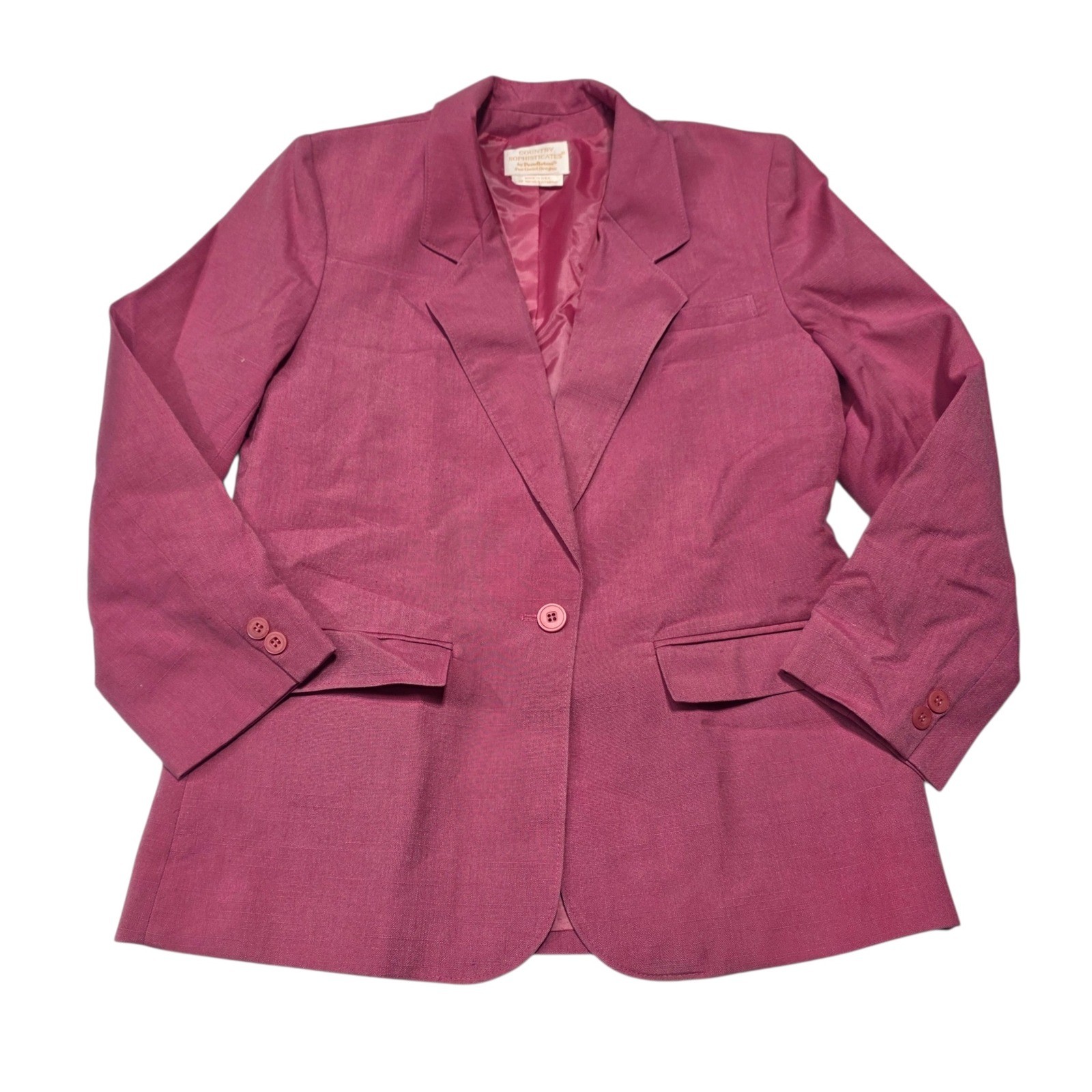 Country Sophisticates by Pendleton Skirt Suit Women 8 Pink Vintage Silk Blend