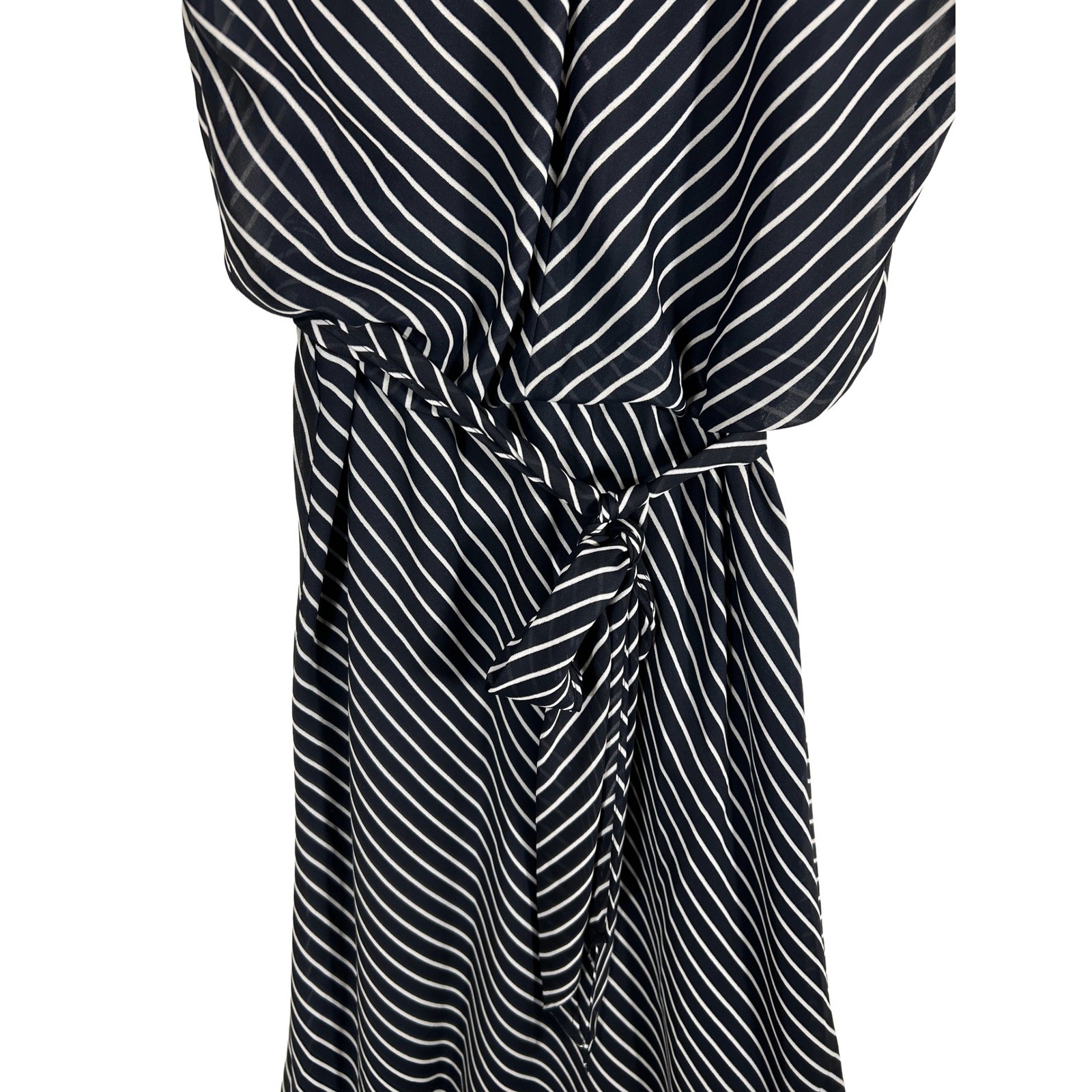 Positive Attitude Vintage Black White Striped Maxi Dress Size 8 USA