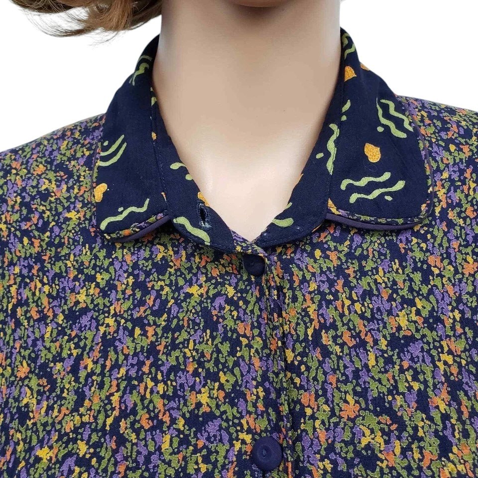 Vintage 90’s Marsha Brander for COMPONIX Abstract Floral Top Made in USA 10