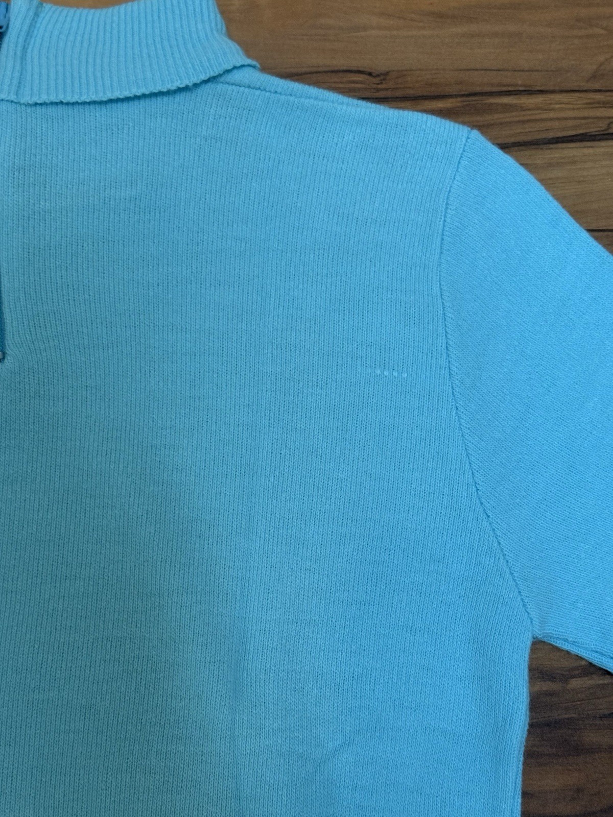 Vintage 60s Turtleneck Sweater Mod Miss Scotch English XS/S Light Blue Zip Back