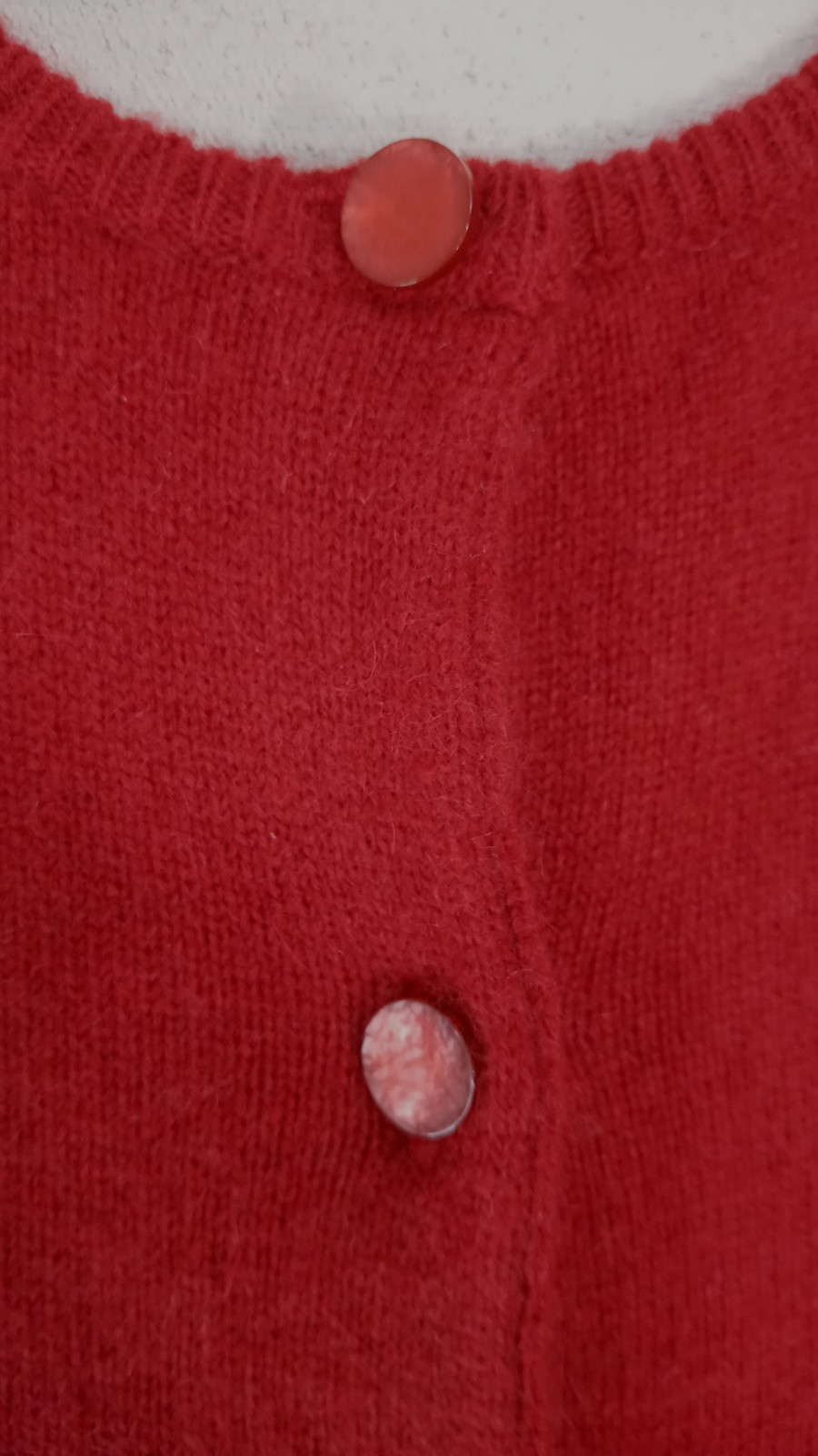 Preppy Classic VINTAGE White & Warren Cardigan Sweater Women’s L CASHMERE Red