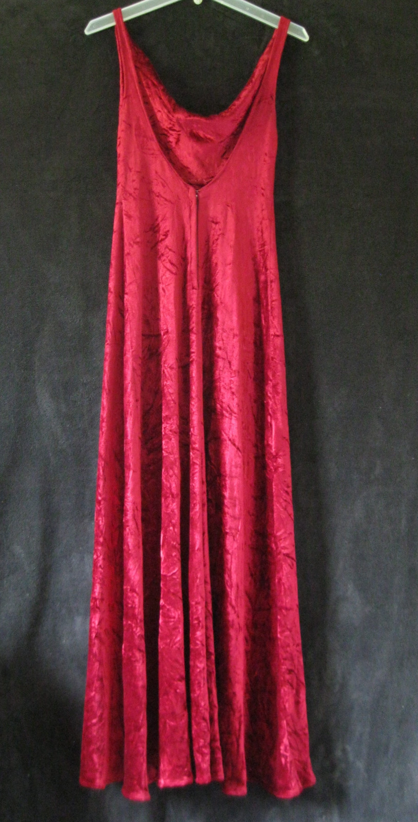 Gorgeous! Rare Vintage Union Made ILGWU Red Crushed Velvet Maxi Dress Gown SEXY!
