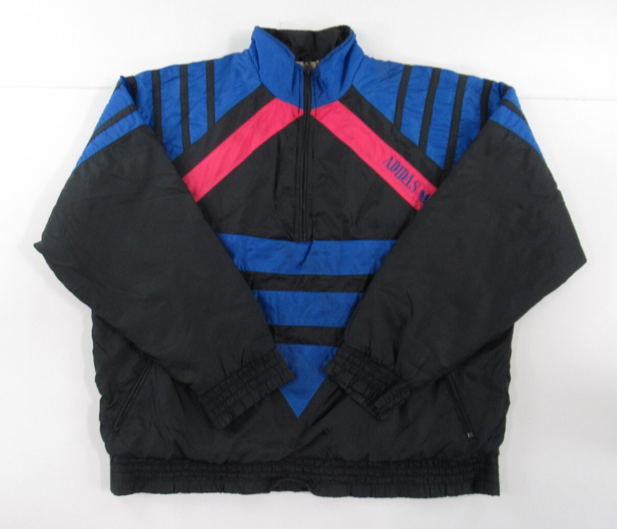 VTG 80s 90s Adidas Olympics Track Quilted Lined Pullover Jacket #VT507