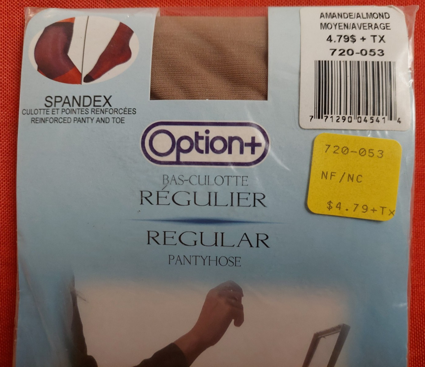 Vintage Pantyhose Option Regular Color Almond Size Average BBN1