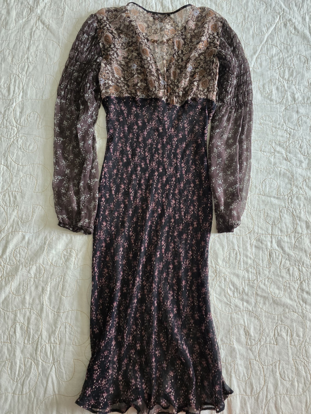Vintage 90s Y2k Sheer A.B.S Allen Schwartz Dress Womens Small Medium Whimsigoth
