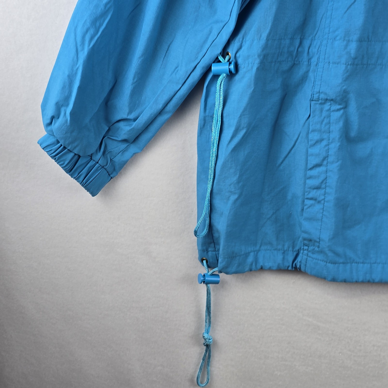 Eddie Bauer Windbreaker 1/4 Zip Pullover Jacket Sz L Y2K Nylon Teal Pink Retro