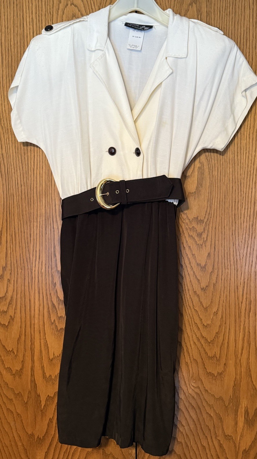 1980’s JAZZY Of California Black + White Belted Dress USA Women’s 8P