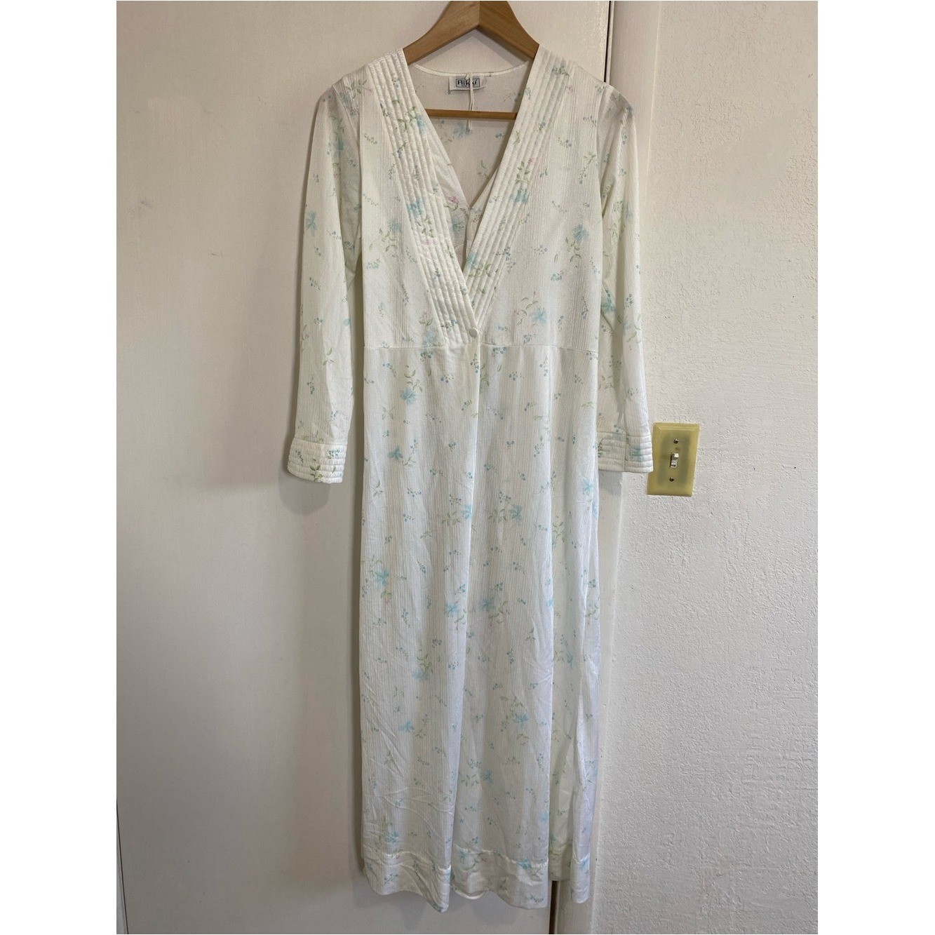 Vintage Rikki New York Sleep Gown Robe Small 2Pc Floral Midi Sleepwear