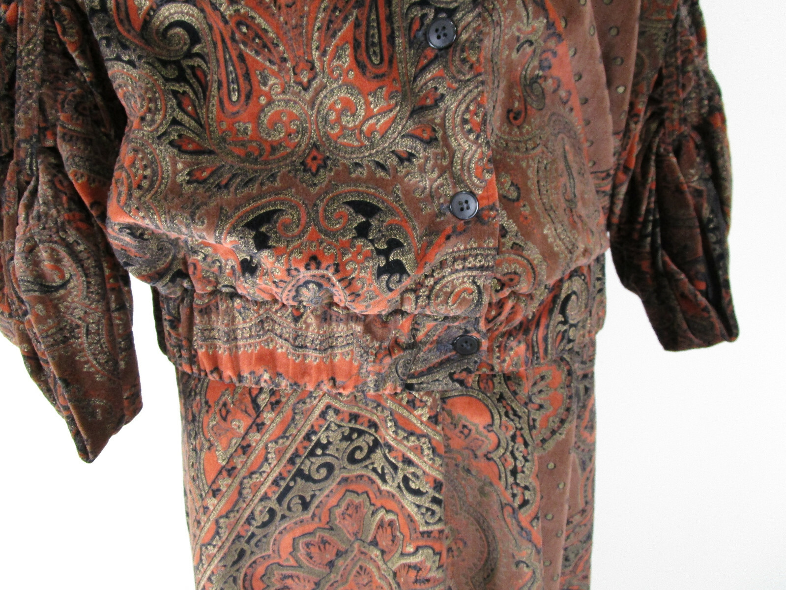 Vintage Marguerite Rubel San Francisco Velvet Jacquard Skirt Set Suit Size S