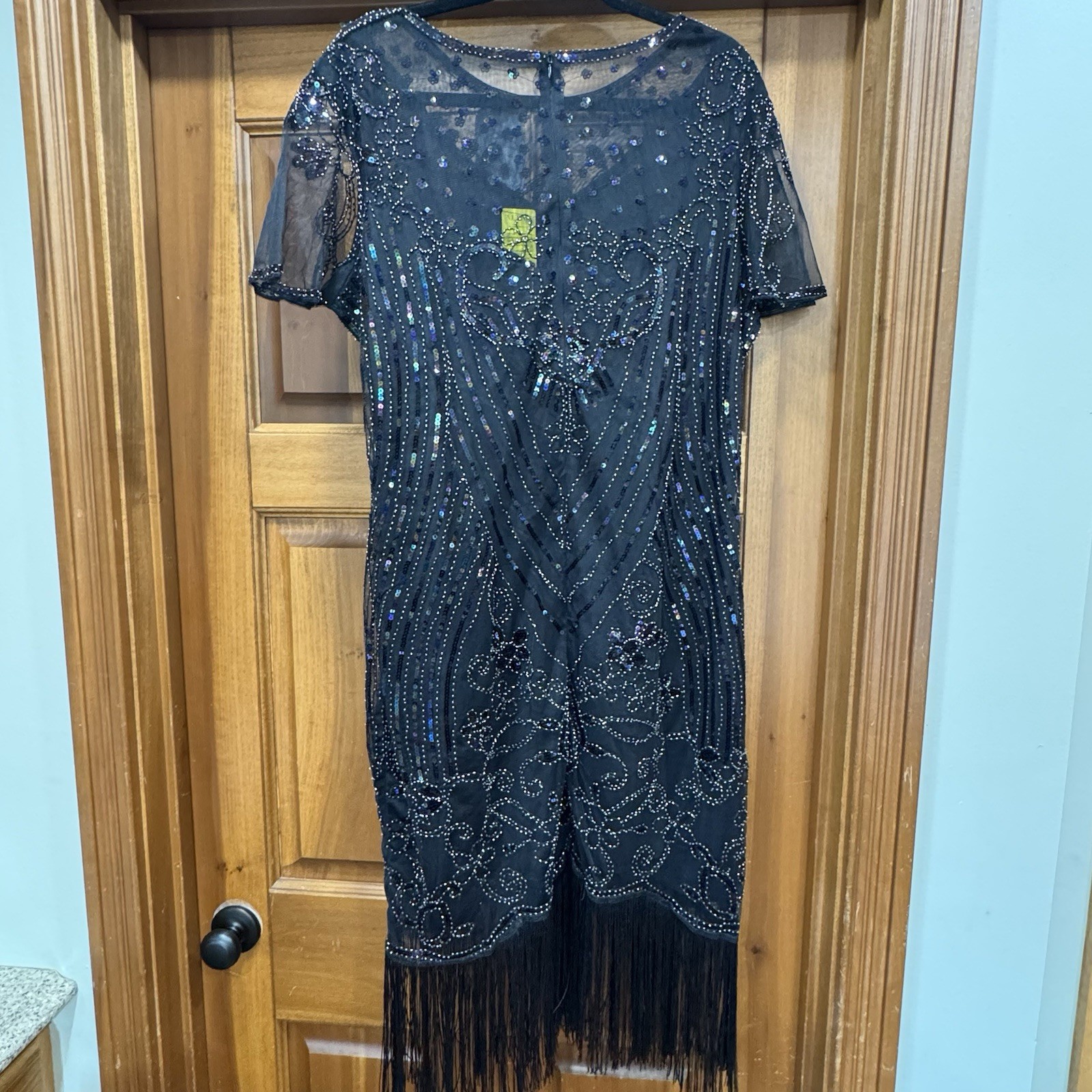 Flapper Dress 1920s Style Sequin Beaded Great Gatsby Party XXXL Black