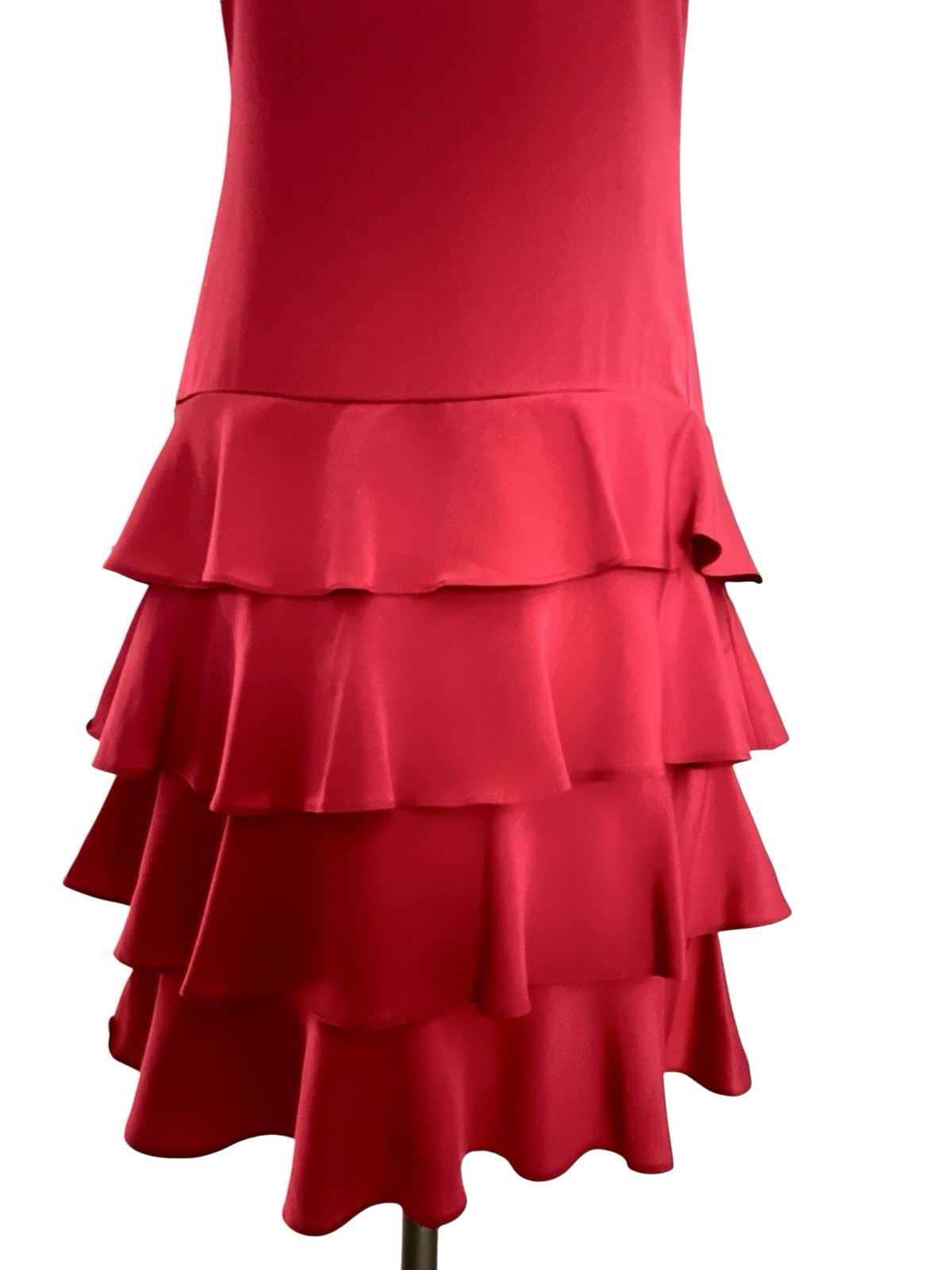 VTG Martin Ross 80s/90s Sz 4 XS/S Red Coquette Shift Dress Ruffle Bows Open Back