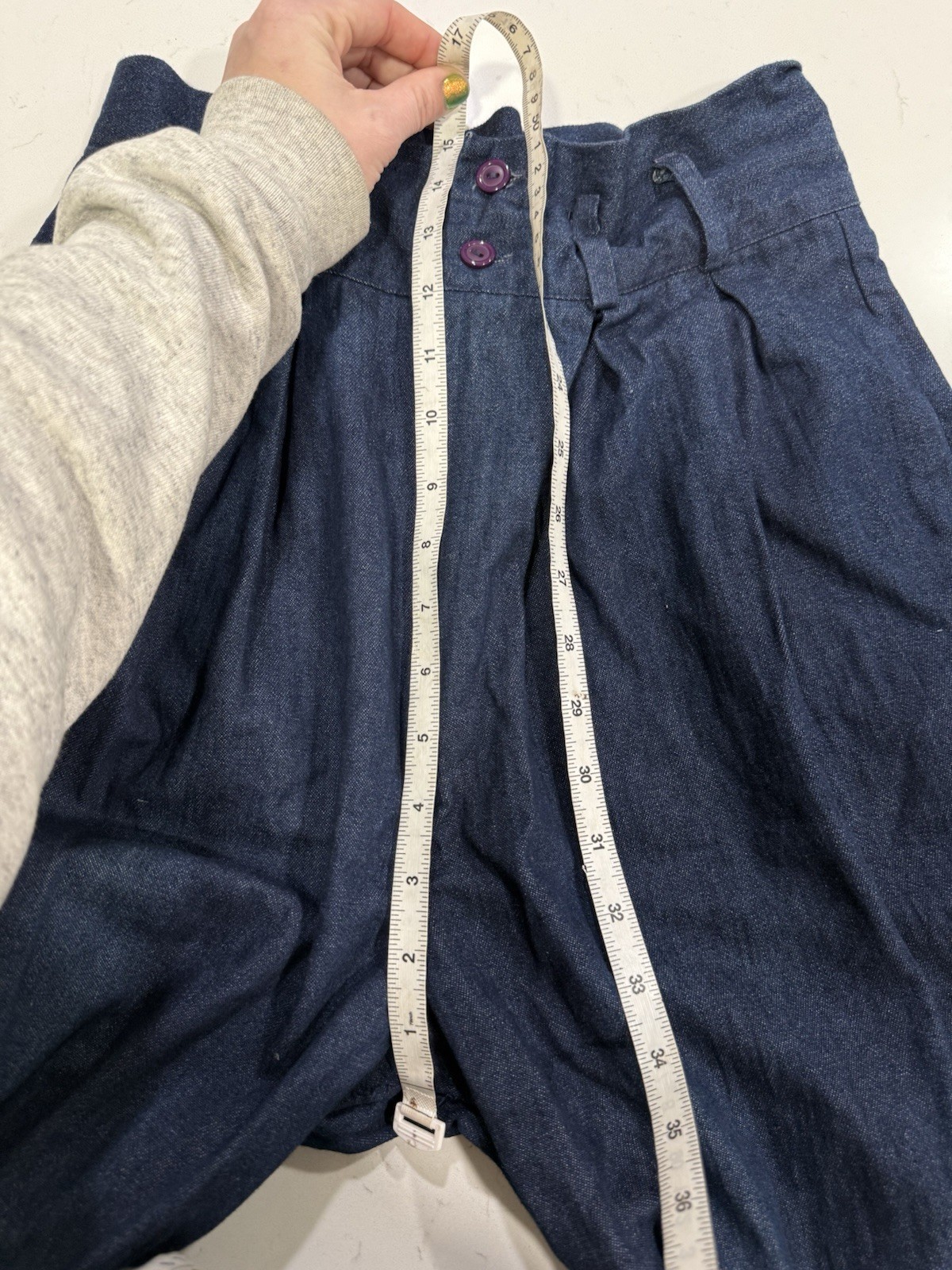 Vntg 1960/1970 Super High Waisted Wide Leg Dark Wash Jeans Waist 27 Hippy Disco
