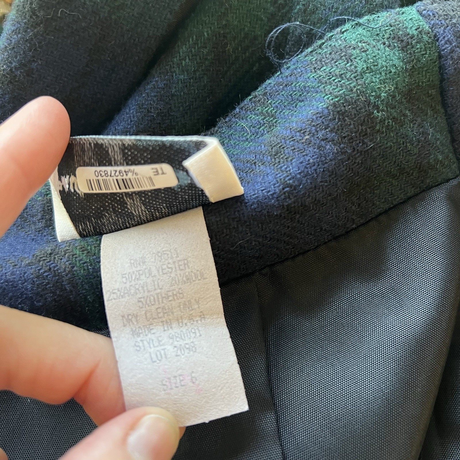 Vintage 90s Paul Harris Design Green Blue Tartan Plaid Skirt womens 6