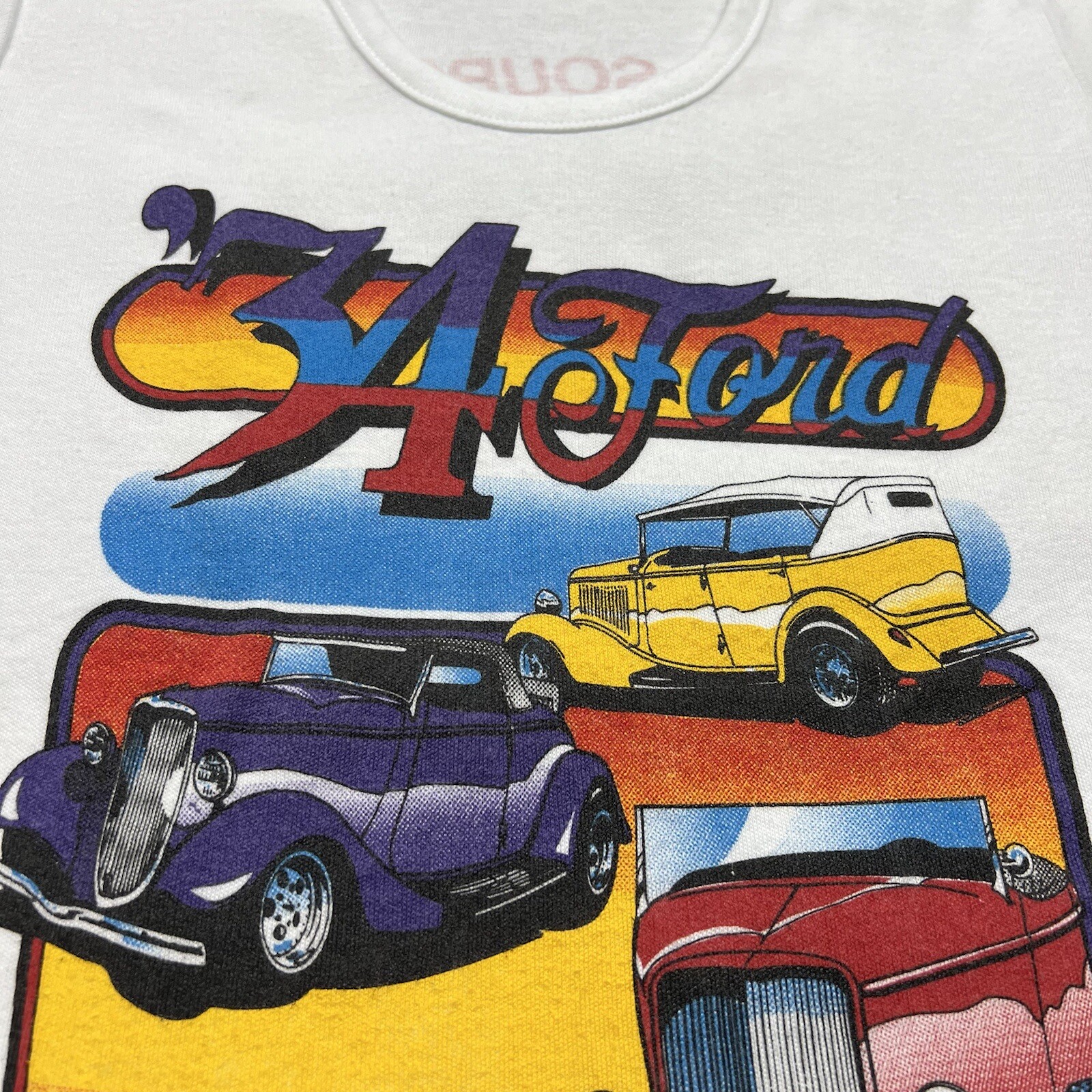 Vintage 70’s Fun Tees 1934 Ford Car T-Shirt White Size Medium USA