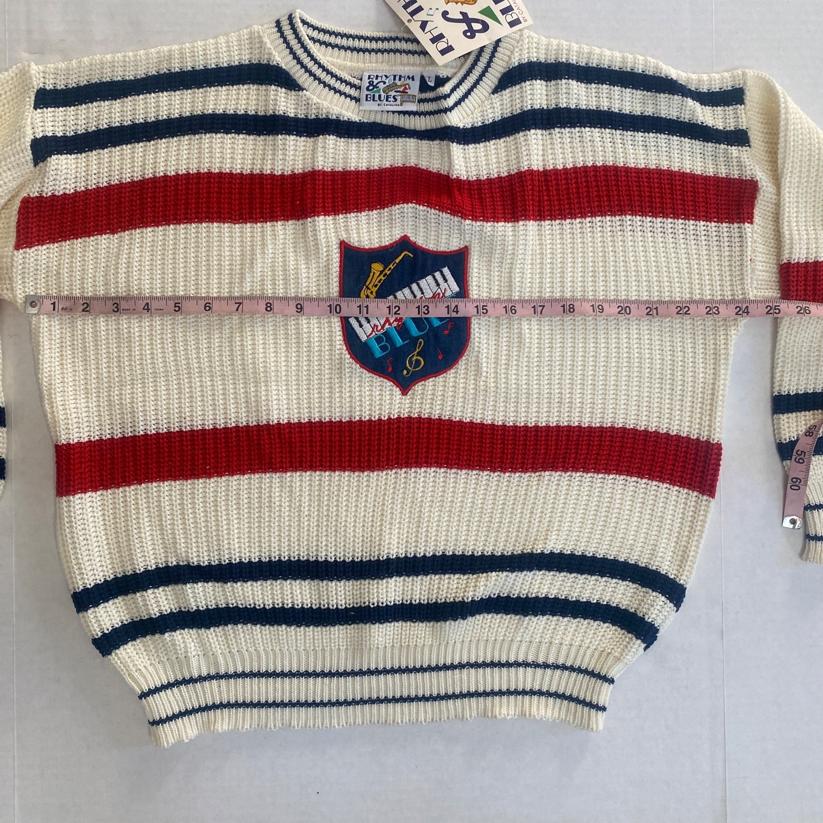 NWT Vintage 80s Rhythm & Blues by Catalina Womens Novelty Music Band Sweater XL