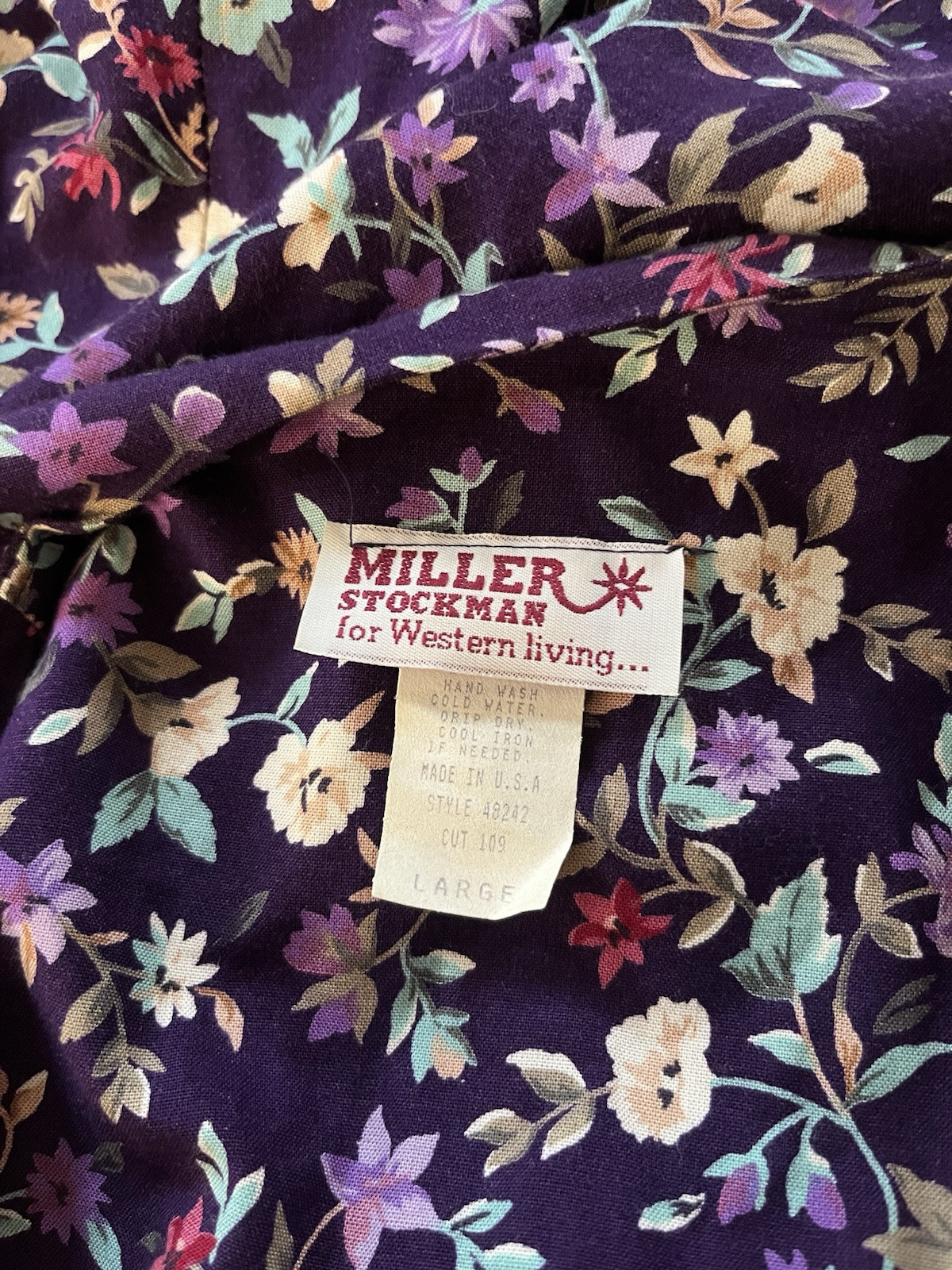 Vintage Miller Stockman Floral Western Top Made In USA Large
